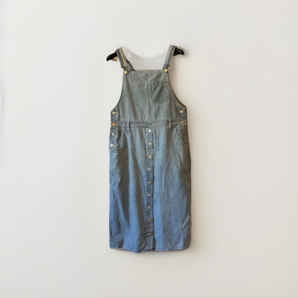 Levi’s Denim Overall Dress Womens Large Button Front Midi Jumper Light Wash